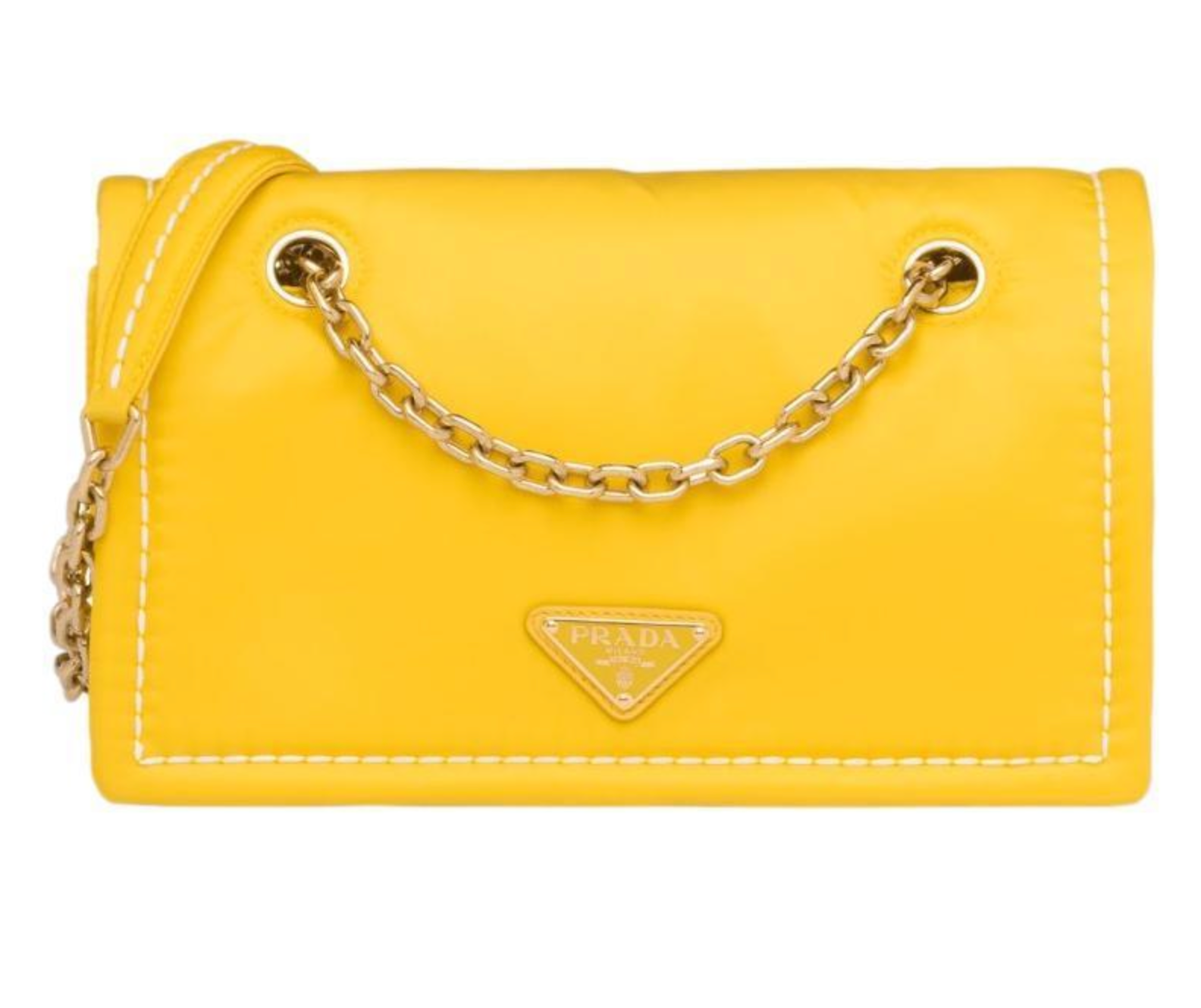 Prada Tessuto Nylon Chain Tote Giallo